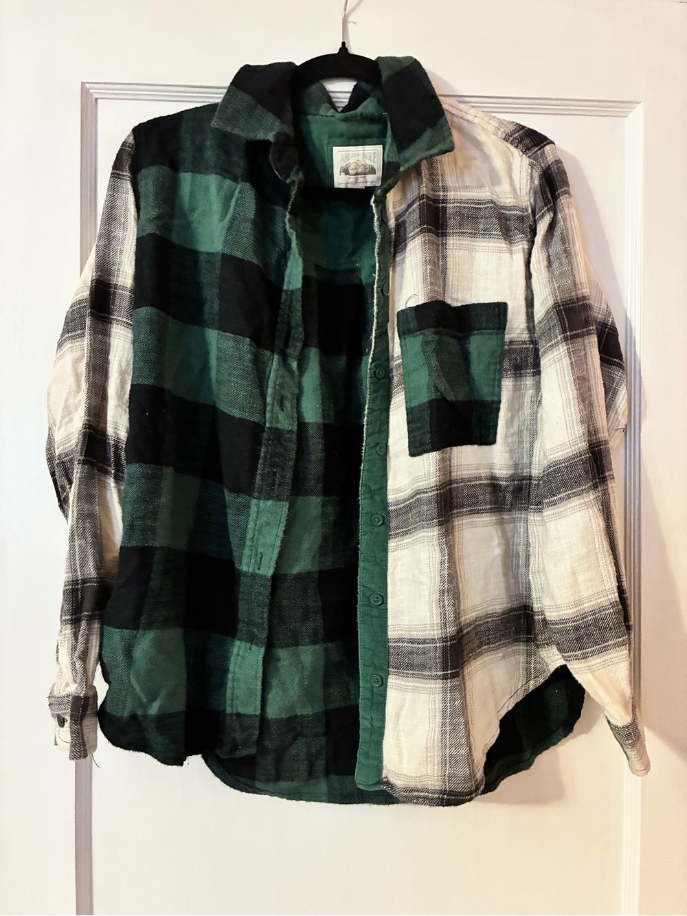 Green & Black Plaid Men’s Flannel Shirt